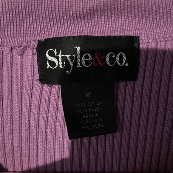 Style & Co Purple Ribbed Top - Picture 3 of 3